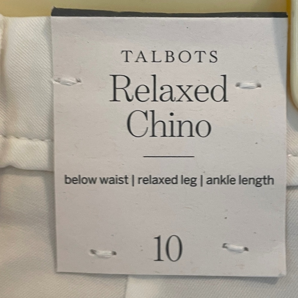 Talbots  Relaxed Chino NWT SZ 10 White